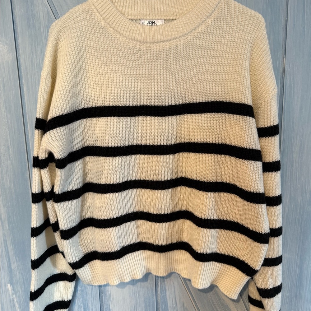 Jon & Anna Beige and Black Striped Sweater